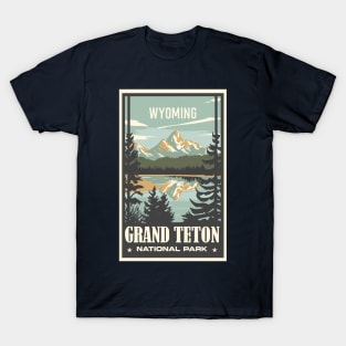 A Vintage Travel Art of the Grand Teton National Park - Wyoming - US T-Shirt